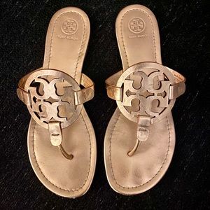 Tory Burch Miller Leather Sandal Rose Gold size 9